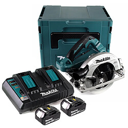 Makita DHS 782 PF2J Scie circulaire portative sans fil 36V (2x18V) 190 mm Brushless en Makpac + 2x 3,0 Ah batterie + double chargeur