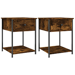 Decoshop26 Lot de 2 tables de chevet - Chêne