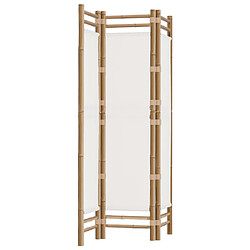 Decoshop26 Paravent séparateur de pièce cloison pliante 3 panneaux 120 cm bambou et toile crème DEC031188