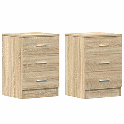 Decoshop26 lot de 2 tables de chevet - Chêne clair