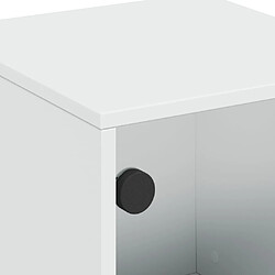 Decoshop26 Table de chevet porte vitrée - Blanc pas cher