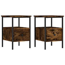 Decoshop26 Lot de 2 tables de chevet - Chêne