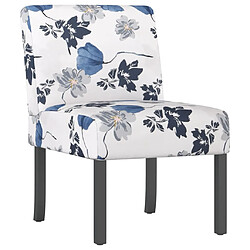 Decoshop26 Chaise sans accoudoirs en tissu avec motif floral bleu DEC026271