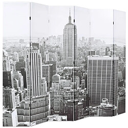 Decoshop26 Paravent séparateur de pièce cloison pliable 228 x 170 cm motif new york noir et blanc DEC031174