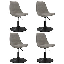Decoshop26 Set de 4 chaises de salle à manger siège pivotant hauteur réglable en velours gris clair DEC025728