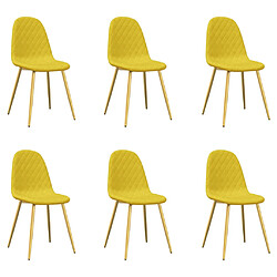 Decoshop26 Set de 6 chaises de salle à manger en velours jaune moutarde et pieds en fer doré DEC025694