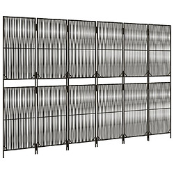 Decoshop26 Paravent séparateur de pièce cloison 6 panneaux en résine tressée gris et acier DEC031079