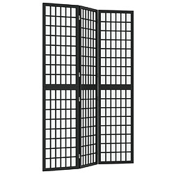 Decoshop26 Paravent séparateur de pièce cloison pliable 3 panneaux 120 x 170 cm bois de sapin noir et papier de riz DEC031177 