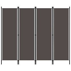 Decoshop26 Paravent séparateur de pièce cloison 4 panneaux 200 x 180 cm en tissu anthracite et fer DEC030823