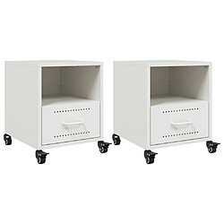 Decoshop26 Lot de 2 chevets à tiroir - Blanc