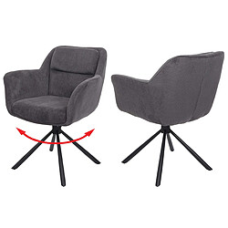 Decoshop26 Lot de 2 chaises de salle à manger pivotante auto-positionnement en velours côtelé gris 04_0007361