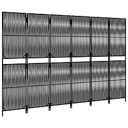 Decoshop26 Paravent séparateur de pièce cloison 6 panneaux en résine tressée noir et acier DEC031135