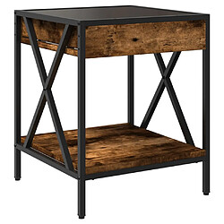 Decoshop26 Table de chevet avec miroir LED - Chêne pas cher