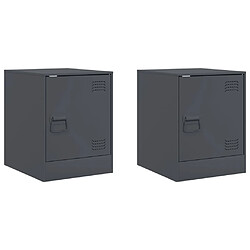 Decoshop26 lot de 2 chevets métal - Anthracite