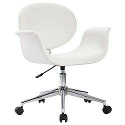 Decoshop26 Chaise pivotante sur roulettes de bureau ou salle à manger en PVC blanc DEC025137