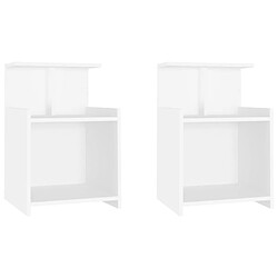 Decoshop26 Lot de 2 tables de chevet avec étagère - Blanc