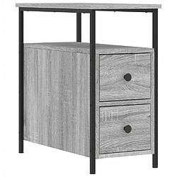 Decoshop26 Table de chevet 2 tiroirs - Gris