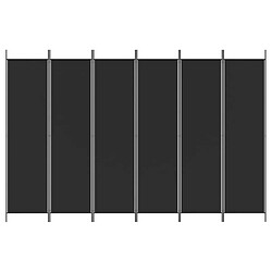 Decoshop26 Paravent séparateur de pièce cloison 6 panneaux 300 x 200 cm en tissu noir DEC031117