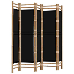 Decoshop26 Paravent séparateur de pièce cloison pliante 5 panneaux 200 cm bambou et toile noir DEC031192
