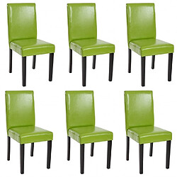 Decoshop26 Lot de 6 chaises de salle à manger synthétique vert pieds foncés CDS04232