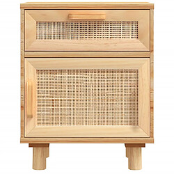 Decoshop26 Table de chevet bois et rotin - Marron