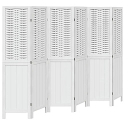 Decoshop26 Paravent séparateur de pièce cloison 6 panneaux en bois de paulownia et bambou blanc DEC031061