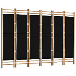 Decoshop26 Paravent séparateur de pièce cloison pliante 6 panneaux 240 cm bambou et toile noir DEC031194