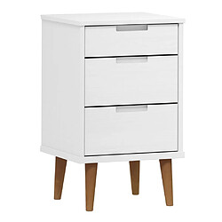 Decoshop26 Table de chevet 3 tiroirs - Blanc