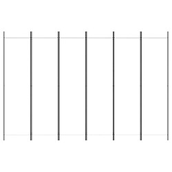 Decoshop26 Paravent séparateur de pièce cloison 6 panneaux 300 x 200 cm tissu blanc et fer DEC031048