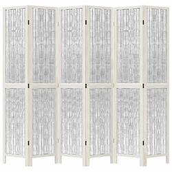 Decoshop26 Paravent séparateur de pièce cloison 6 panneaux en bois de paulownia et brindille de saule blanc DEC031058