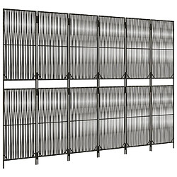 Decoshop26 Paravent séparateur de pièce cloison 6 panneaux en résine tressée et acier gris DEC031078