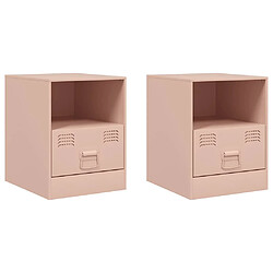 Decoshop26 lot de 2 tables de chevet métal - Rose