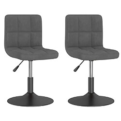 Decoshop26 Lot de 2 chaises de salle à manger siège pivotant hauteur réglable en velours gris foncé DEC025261