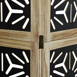 Decoshop26 Paravent séparateur de pièce cloison 4 panneaux en bois de paulownia marron et noir DEC030898 pas cher