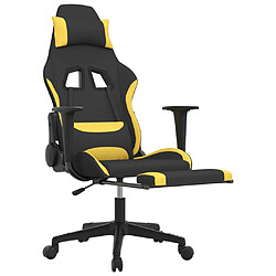 Decoshop26 Fauteuil de bureau chaise gaming avec coussin lombaire avec repose-pieds en tissu noir et jaune DEC025840 pas cher