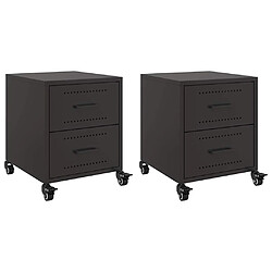 Decoshop26 Lot de 2 chevets métal - Noir