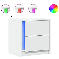 Decoshop26 Table de chevet LED - Blanc