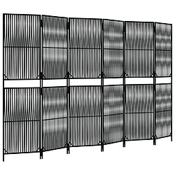 Decoshop26 Paravent séparateur de pièce cloison 6 panneaux en résine tressée noir et acier DEC031135