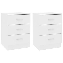 Decoshop26 lot de 2 tables de chevet 3 tiroirs - Blanc