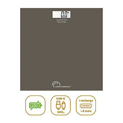 Little balance SB3 - Tonka Pèse-personne électronique - Recharge USB-C - Batterie Li-Ion remplaçable - Écran LCD - Plateau en verre trempé - Base en plastique recyclé - Précision 100 g