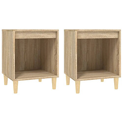 Decoshop26 Lot de 2 tables de chevet - Chêne