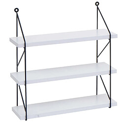 Decoshop26 Étagère murale étagère suspendue 3 niveaux en métal et bois blanc 40x40x13 cm 04_0008676