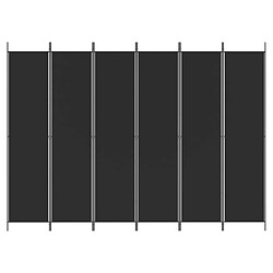 Decoshop26 Paravent séparateur de pièce cloison 6 panneaux 300 x 220 cm tissu noir et fer DEC031119