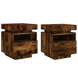 Decoshop26 lot de 2 tables de chevet LED - Chêne