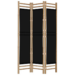 Decoshop26 Paravent séparateur de pièce cloison pliante 3 panneaux 120 cm bambou et toile noir DEC031187
