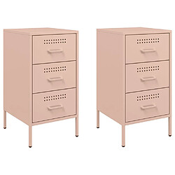 Decoshop26 Lot de 2 tables de chevet - Rose
