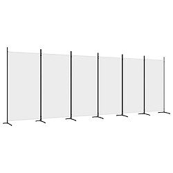 Decoshop26 Paravent séparateur de pièce cloison 6 panneaux 520 x 180 cm tissu blanc et fer DEC031050