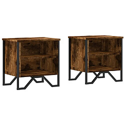 Decoshop26 Lot de 2 tables de chevet - Chêne