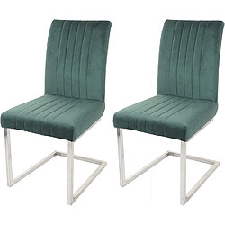 Decoshop26 Lot de 2 chaises de salle à manger chaise de conférence en acier inoxydable brossé velours vert CDS04484