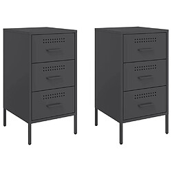 Decoshop26 lot de 2 chevets 3 tiroirs - Noir